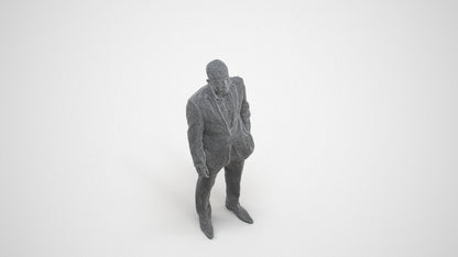 realistic 3D man business, scanned archviz people for Blender and 3ds Max, wireframe three-quarter view