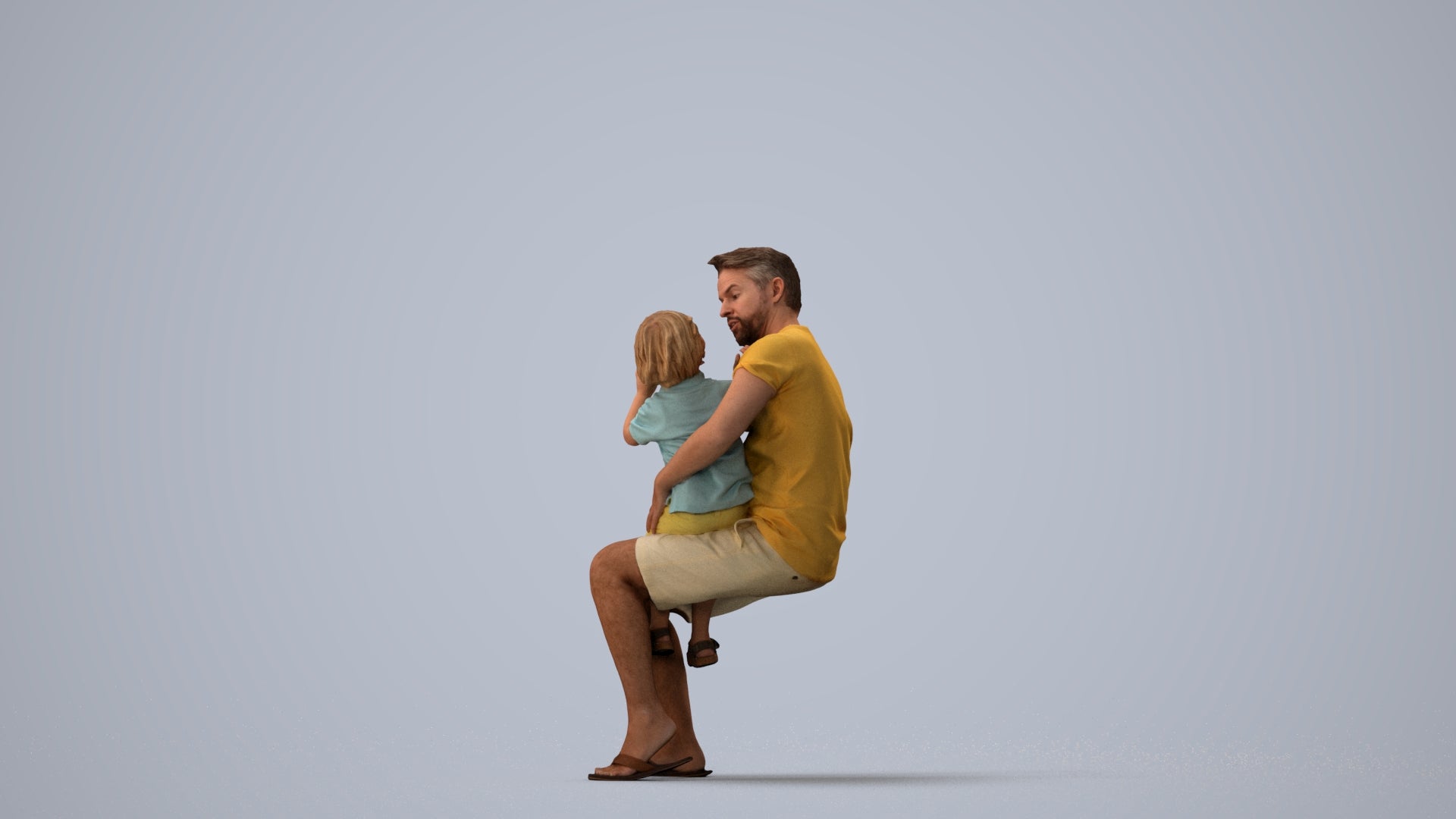 scanned 3D boy casual kids, photogrammetry people for Enscape and V-Ray, three-quarter view render