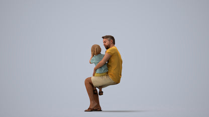 scanned 3D boy casual kids, photogrammetry people for Enscape and V-Ray, three-quarter view render