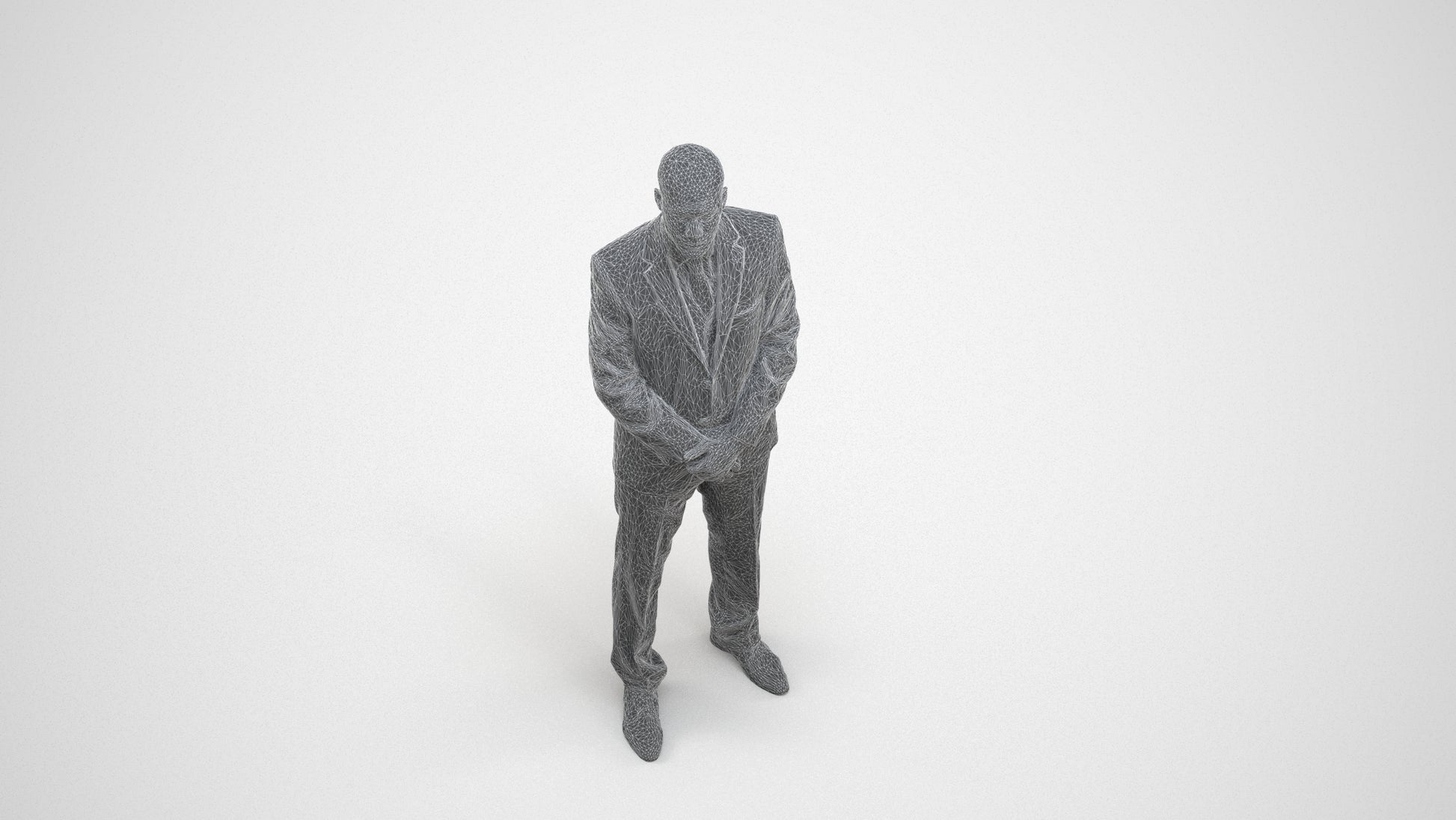 realistic 3D people man business, render-ready for V-Ray and Corona, FBX OBJ, wireframe three-quarter view