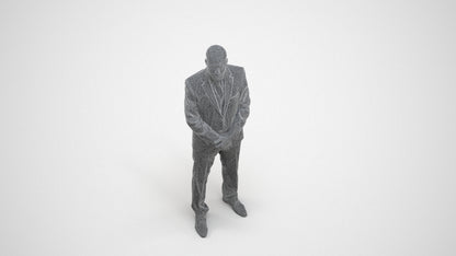 realistic 3D people man business, render-ready for V-Ray and Corona, FBX OBJ, wireframe three-quarter view