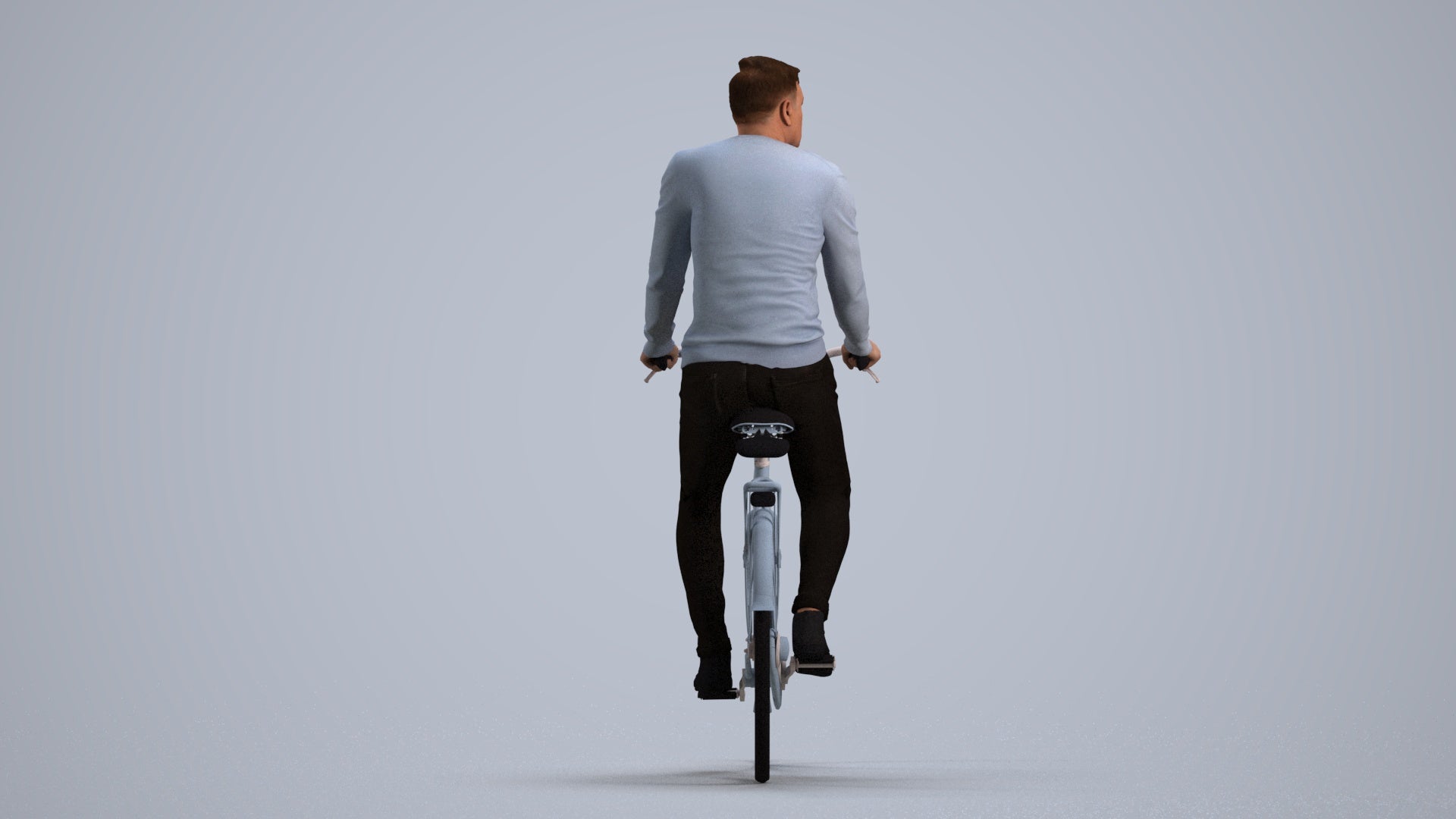 realistic 3D people man casual cycling, render-ready for V-Ray and Corona, FBX OBJ, front view render