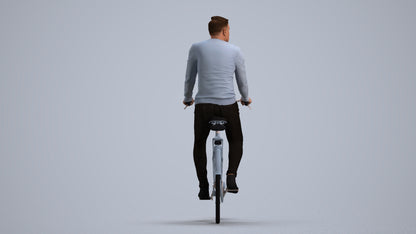 realistic 3D people man casual cycling, render-ready for V-Ray and Corona, FBX OBJ, front view render