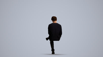 3D scanned man sitting casual, photorealistic archviz people for Enscape and SketchUp, front view render