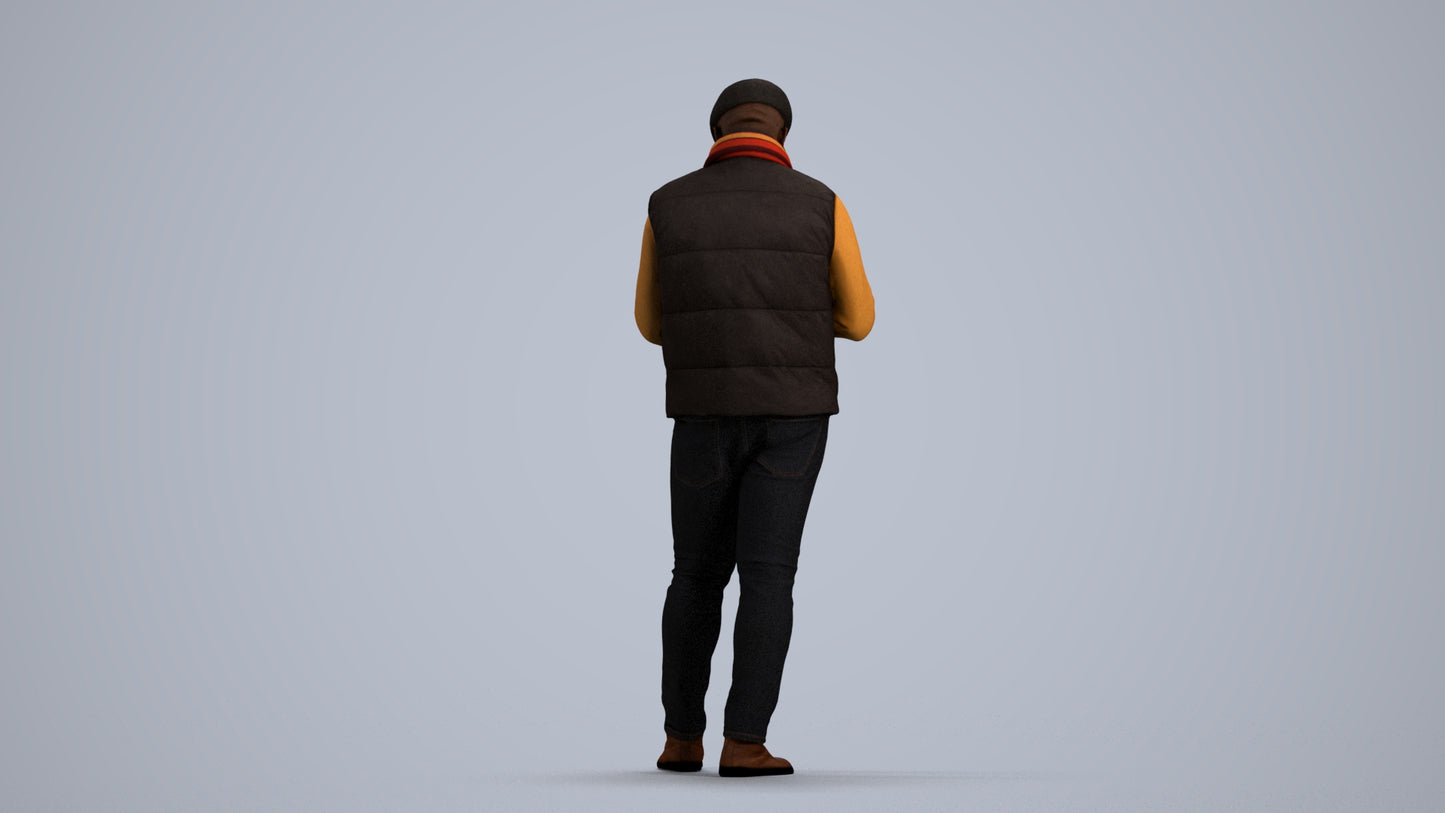 3D scanned man standing casual, photorealistic archviz people for Enscape and SketchUp, front view render