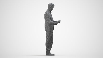 realistic 3D human man business, archviz people FBX OBJ for Blender, wireframe side view