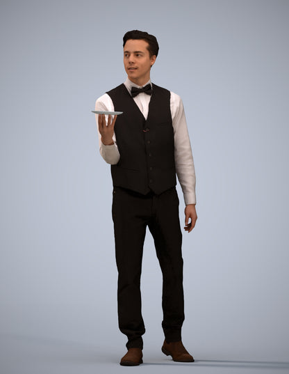 3D people model man hospitality, scanned human for 3ds Max rendering