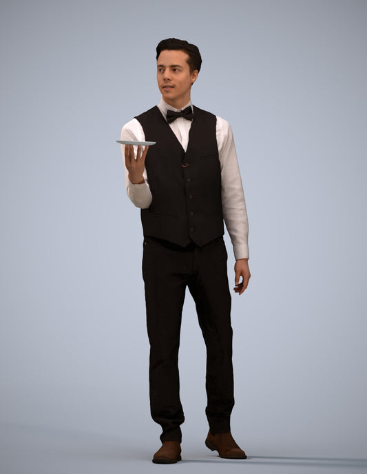 3D people model man hospitality, scanned human for 3ds Max rendering
