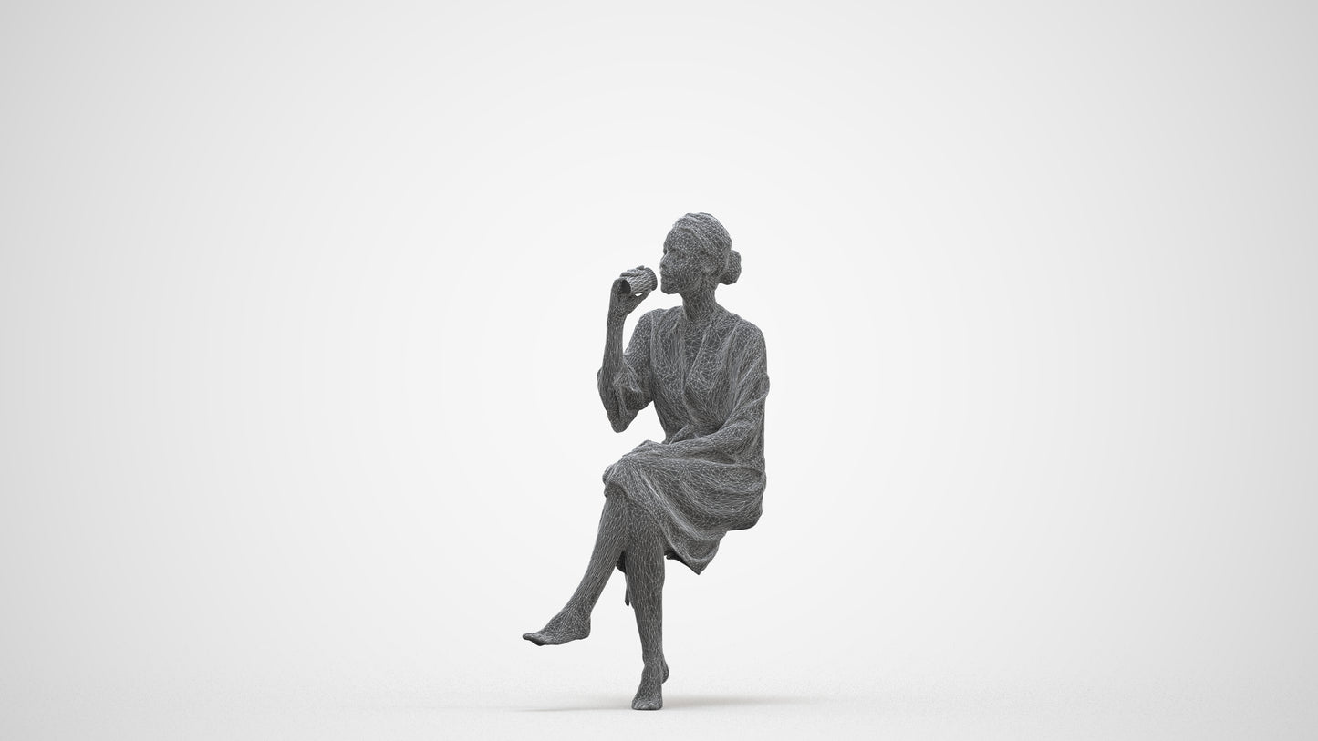 photogrammetry 3D woman casual bathroom, realistic human model archviz FBX, three-quarter front view render