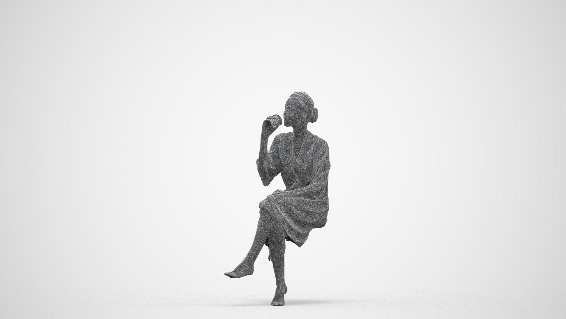 photogrammetry 3D woman casual bathroom, realistic human model archviz FBX, three-quarter front view render