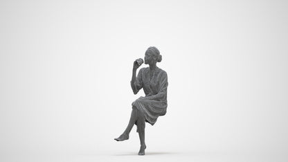 photogrammetry 3D woman casual bathroom, realistic human model archviz FBX, three-quarter front view render
