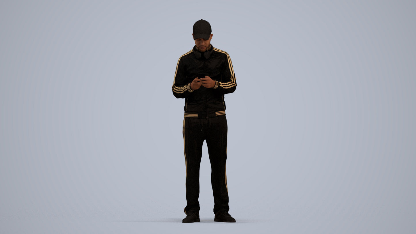 3D human model man sport standing, photogrammetry scanned person for archviz, standing pose render