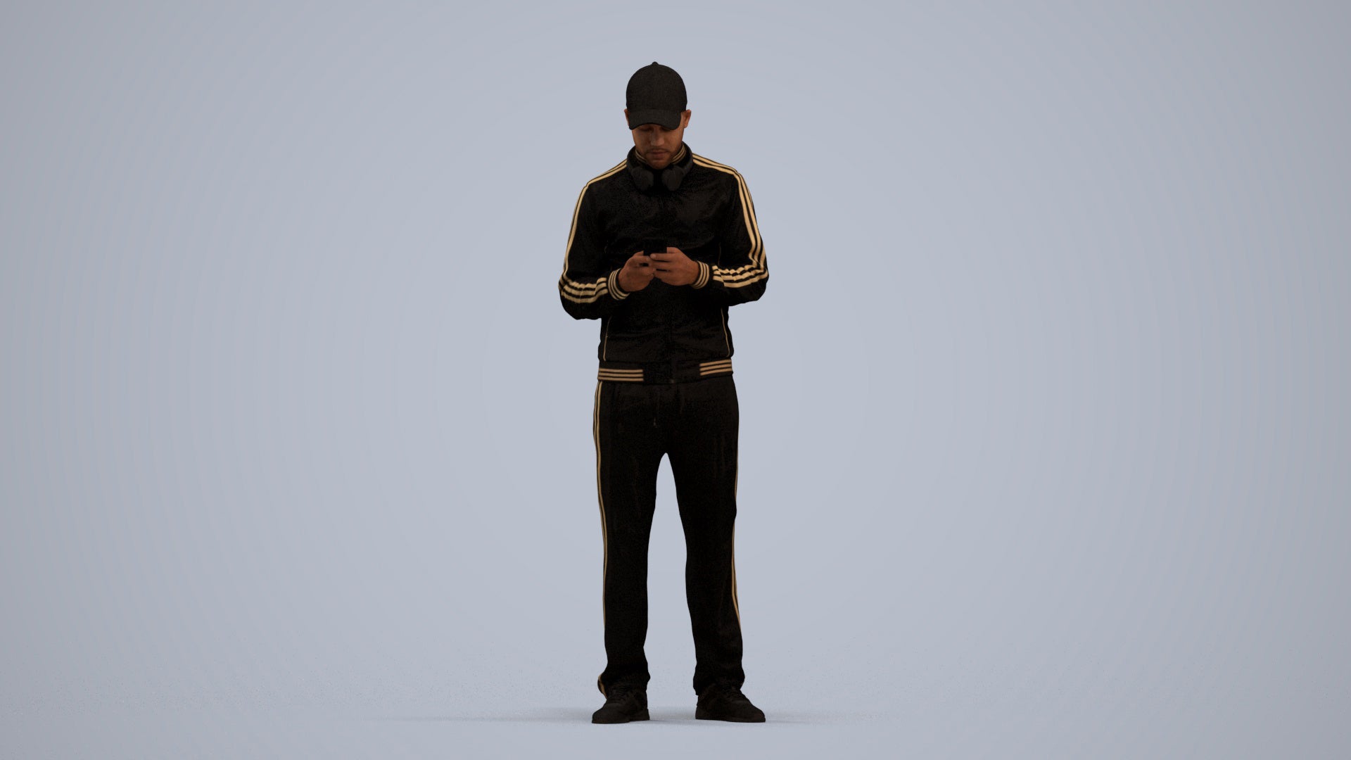 3D human model man sport standing, photogrammetry scanned person for archviz, standing pose render