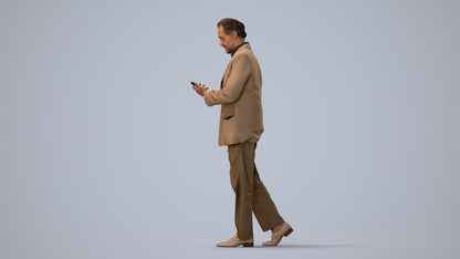 3D scanned man standing business, photorealistic archviz people for Enscape and SketchUp, three-quarter view render
