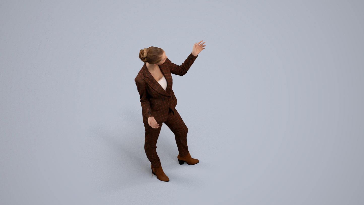 3D scanned woman business, photorealistic archviz people for Enscape and SketchUp, back view render