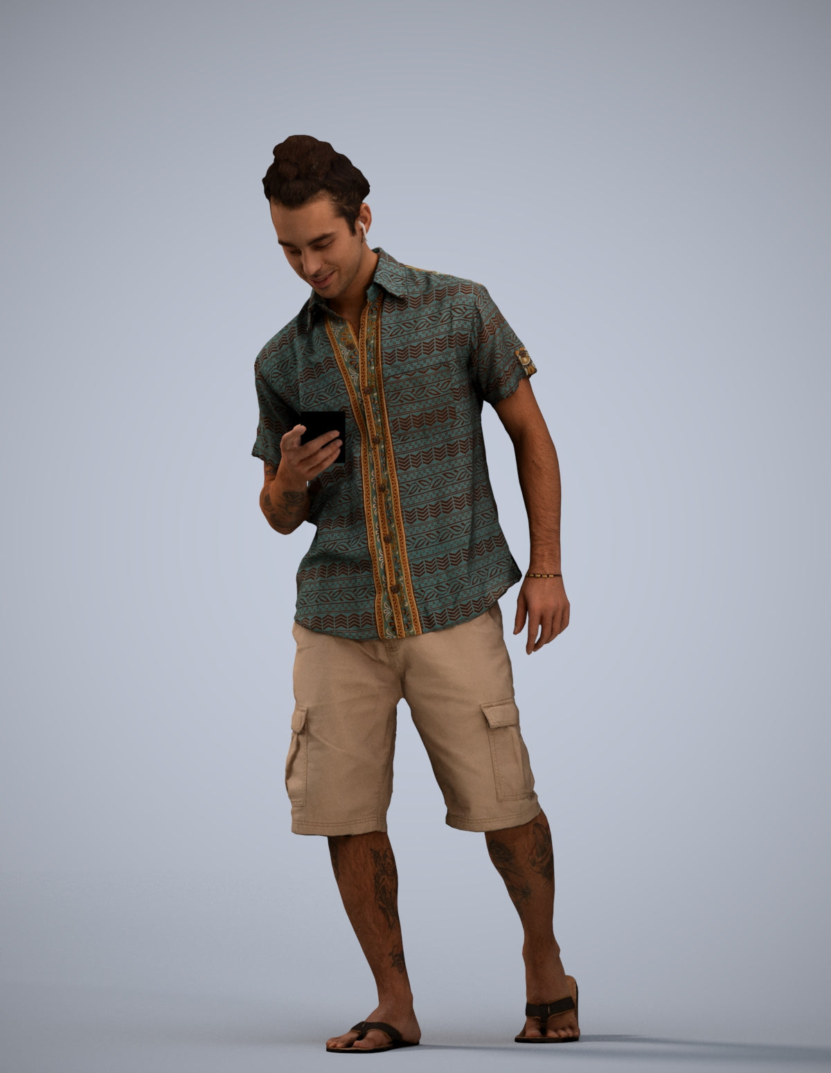 3D scanned man walking casual, photorealistic archviz people for Enscape and SketchUp
