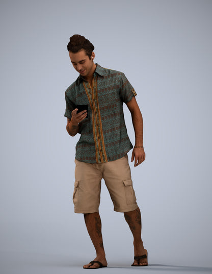 3D scanned man walking casual, photorealistic archviz people for Enscape and SketchUp