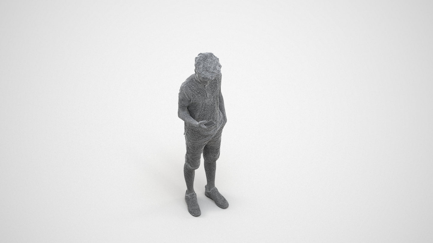 realistic 3D human boy casual kids, archviz people FBX OBJ for Blender, wireframe three-quarter view
