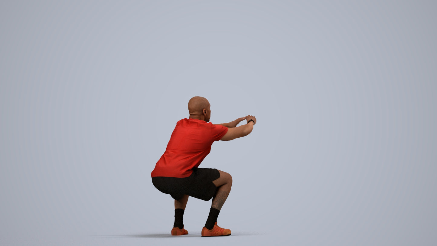photogrammetry 3D man sport, realistic human model archviz FBX, side view render