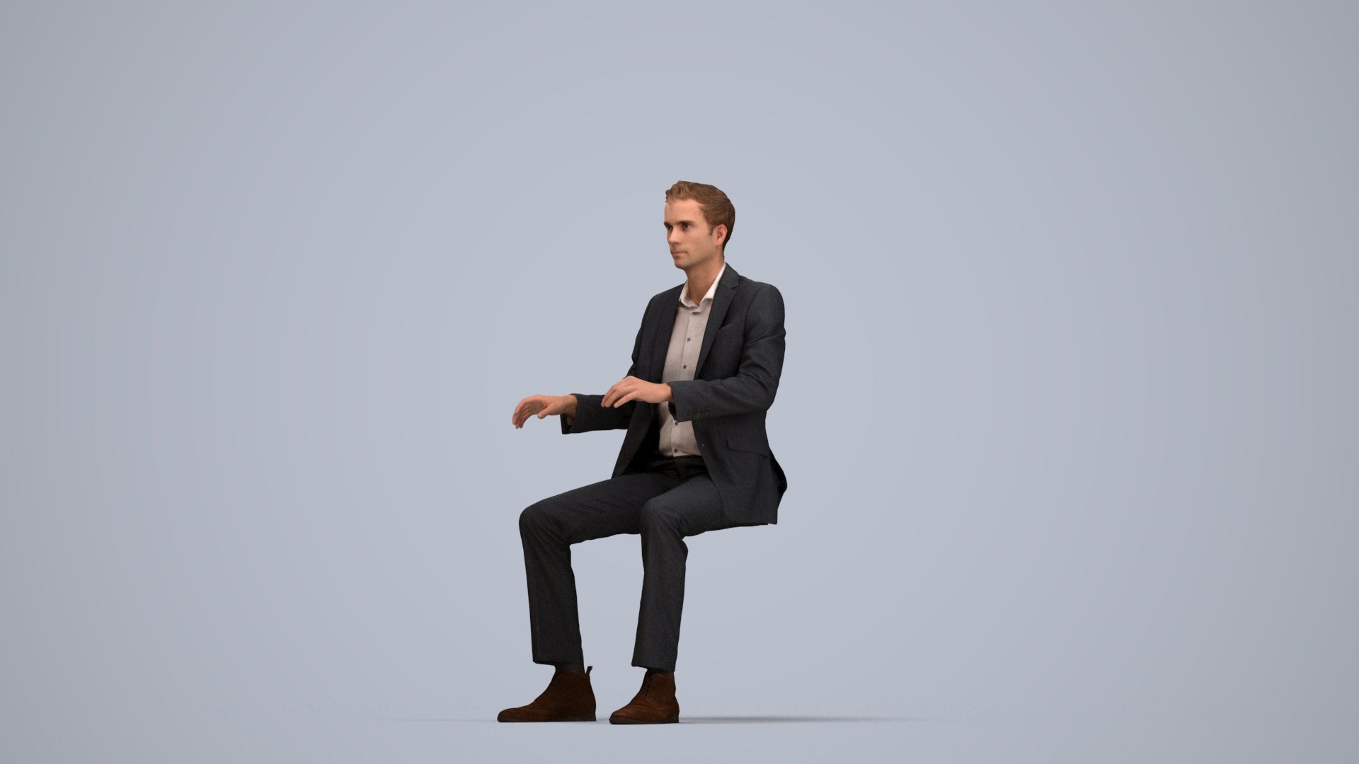 3D scanned man business, photorealistic archviz people for Enscape and SketchUp, top-down view render