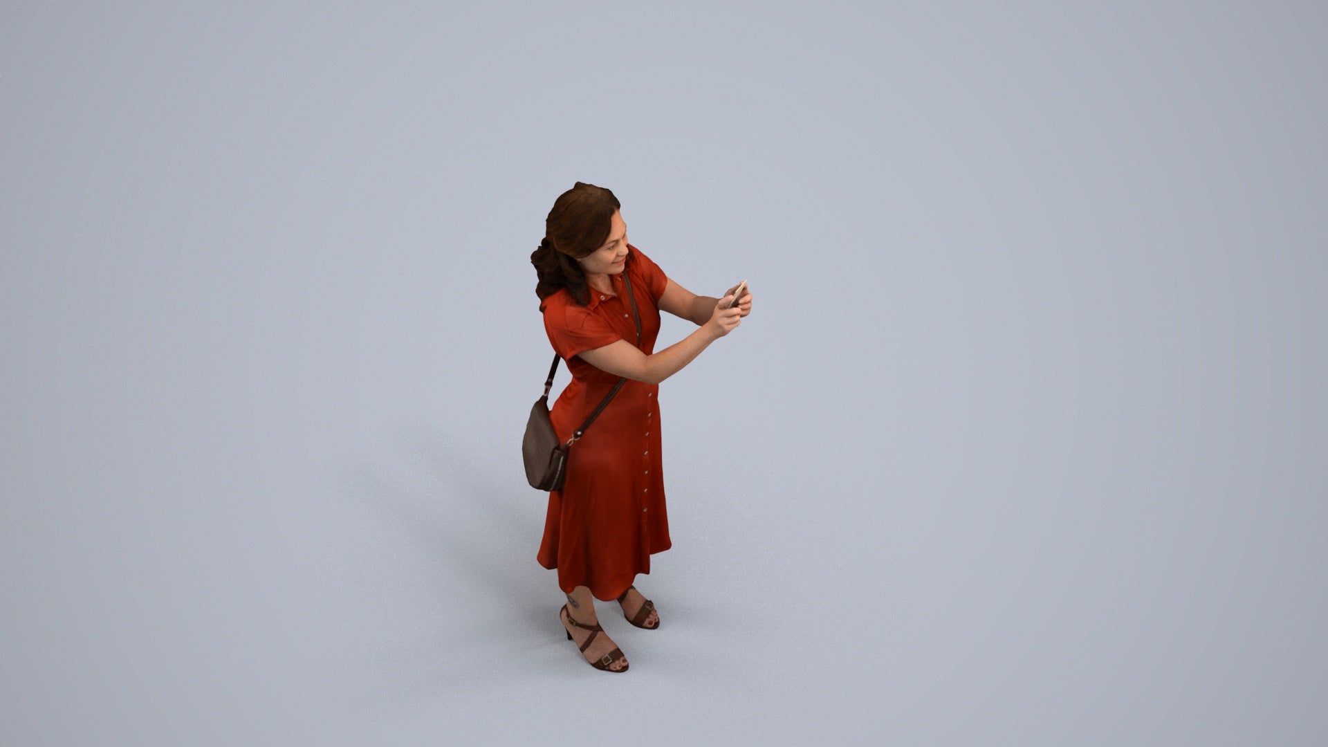 photogrammetry 3D woman casual standing, realistic human model archviz FBX, back view render