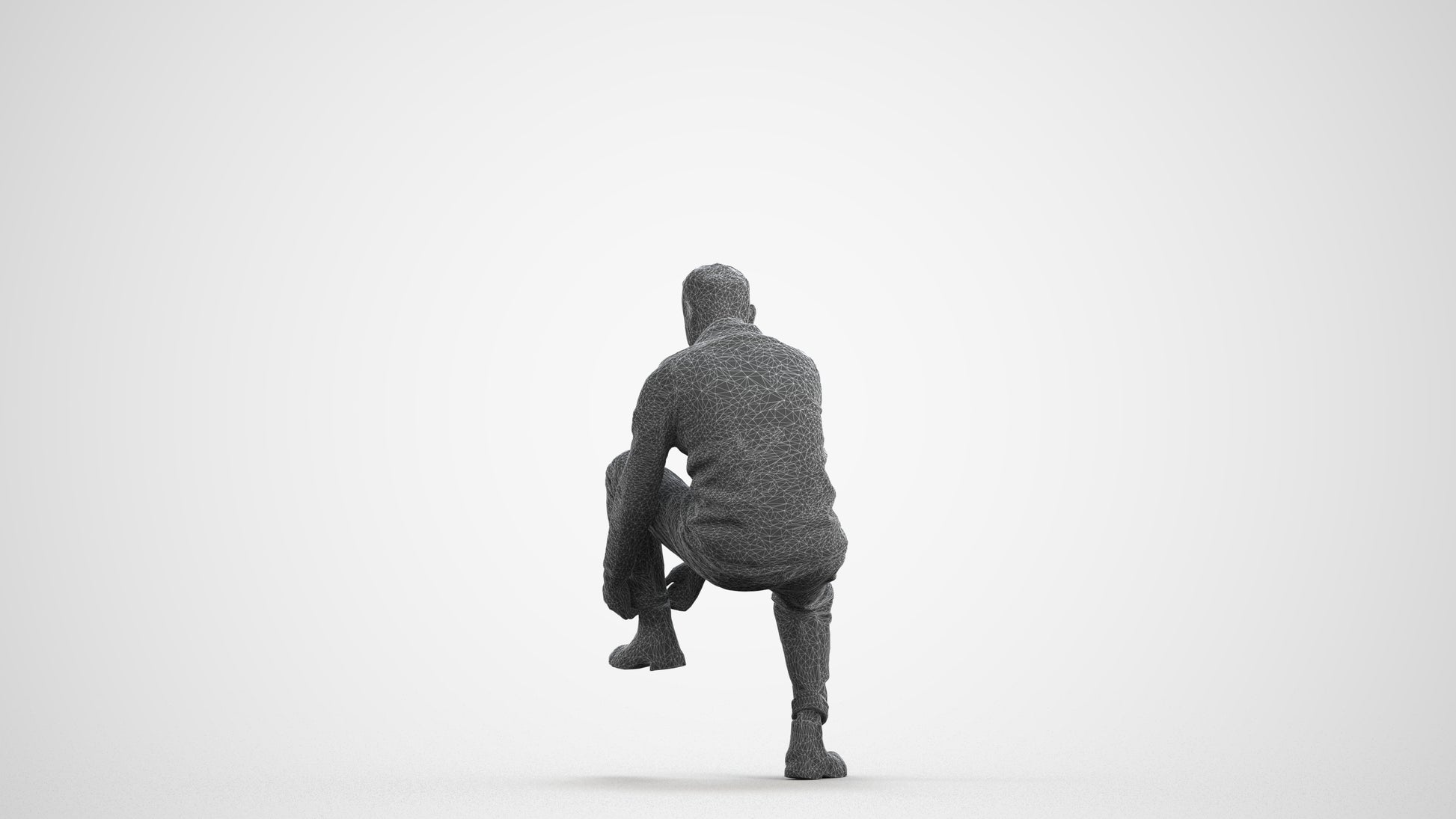 3D scanned woman sitting casual, photorealistic archviz people for Enscape and SketchUp, wireframe front view