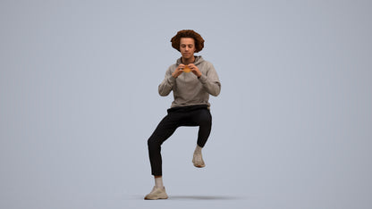 realistic 3D people man casual sitting, render-ready for V-Ray and Corona, FBX OBJ, standing pose render