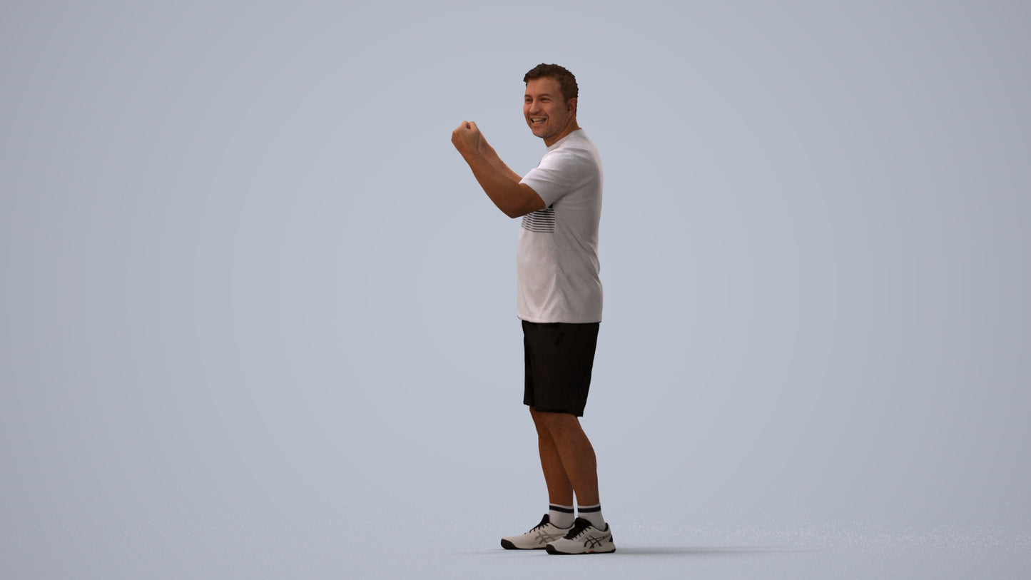 photogrammetry 3D man sport, realistic human model archviz FBX, three-quarter view render