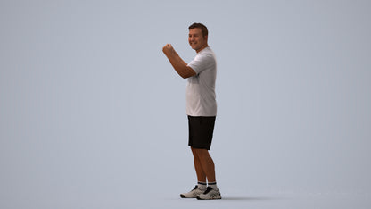 photogrammetry 3D man sport, realistic human model archviz FBX, three-quarter view render