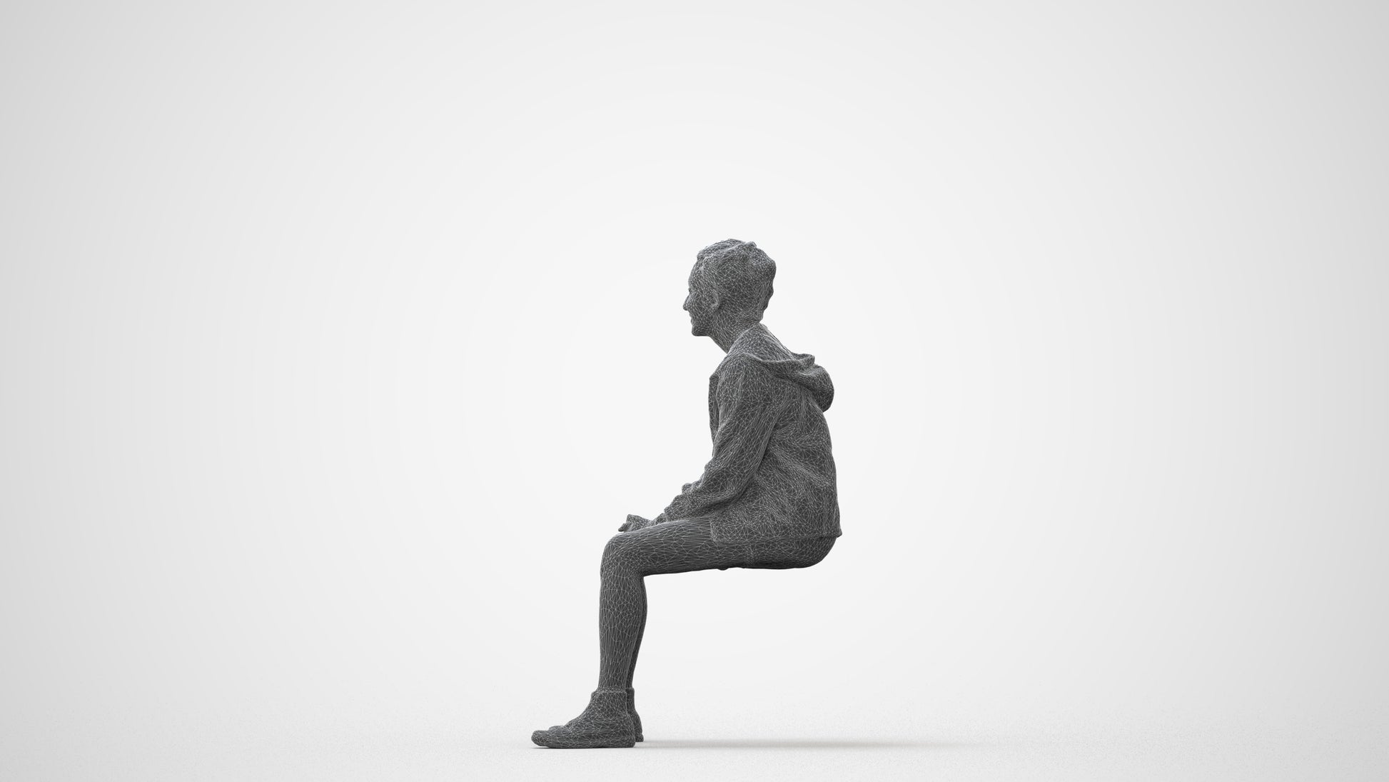 3D scanned woman sitting casual, photorealistic archviz people for Enscape and SketchUp, square thumbnail