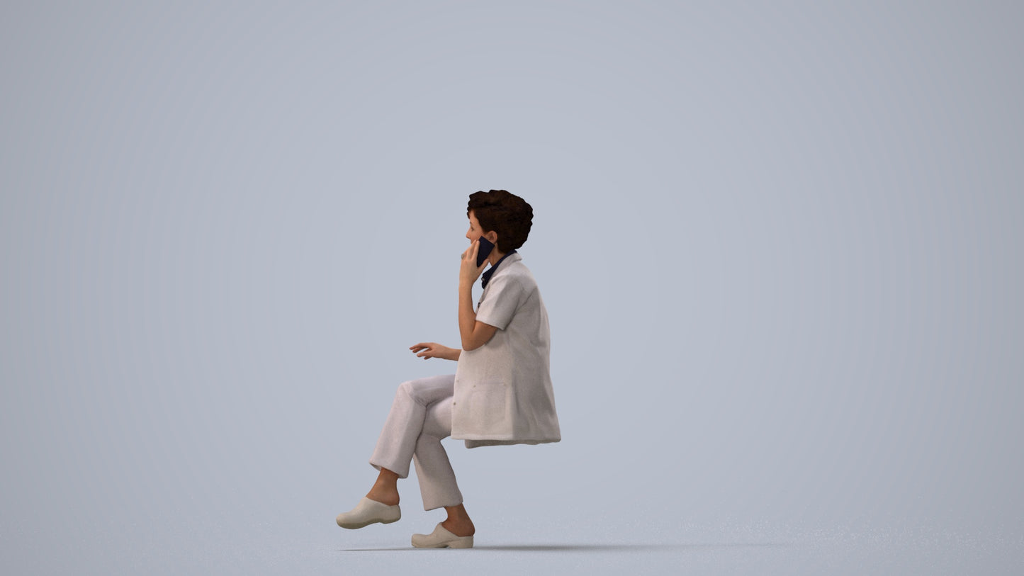 scanned 3D woman standing, photogrammetry people for Enscape and V-Ray, three-quarter view render