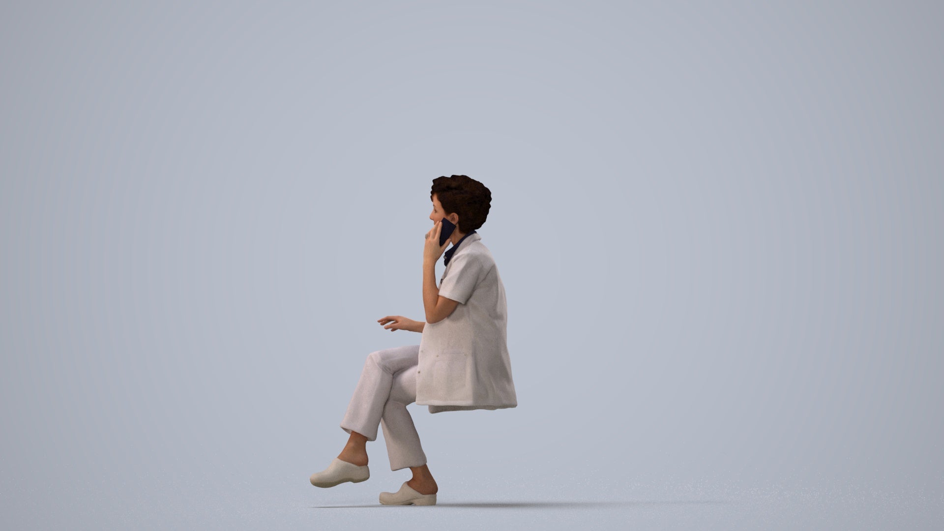 scanned 3D woman standing, photogrammetry people for Enscape and V-Ray, three-quarter view render