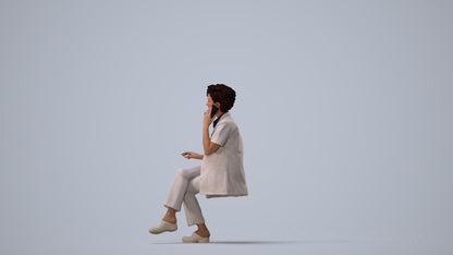 scanned 3D woman standing, photogrammetry people for Enscape and V-Ray, three-quarter view render