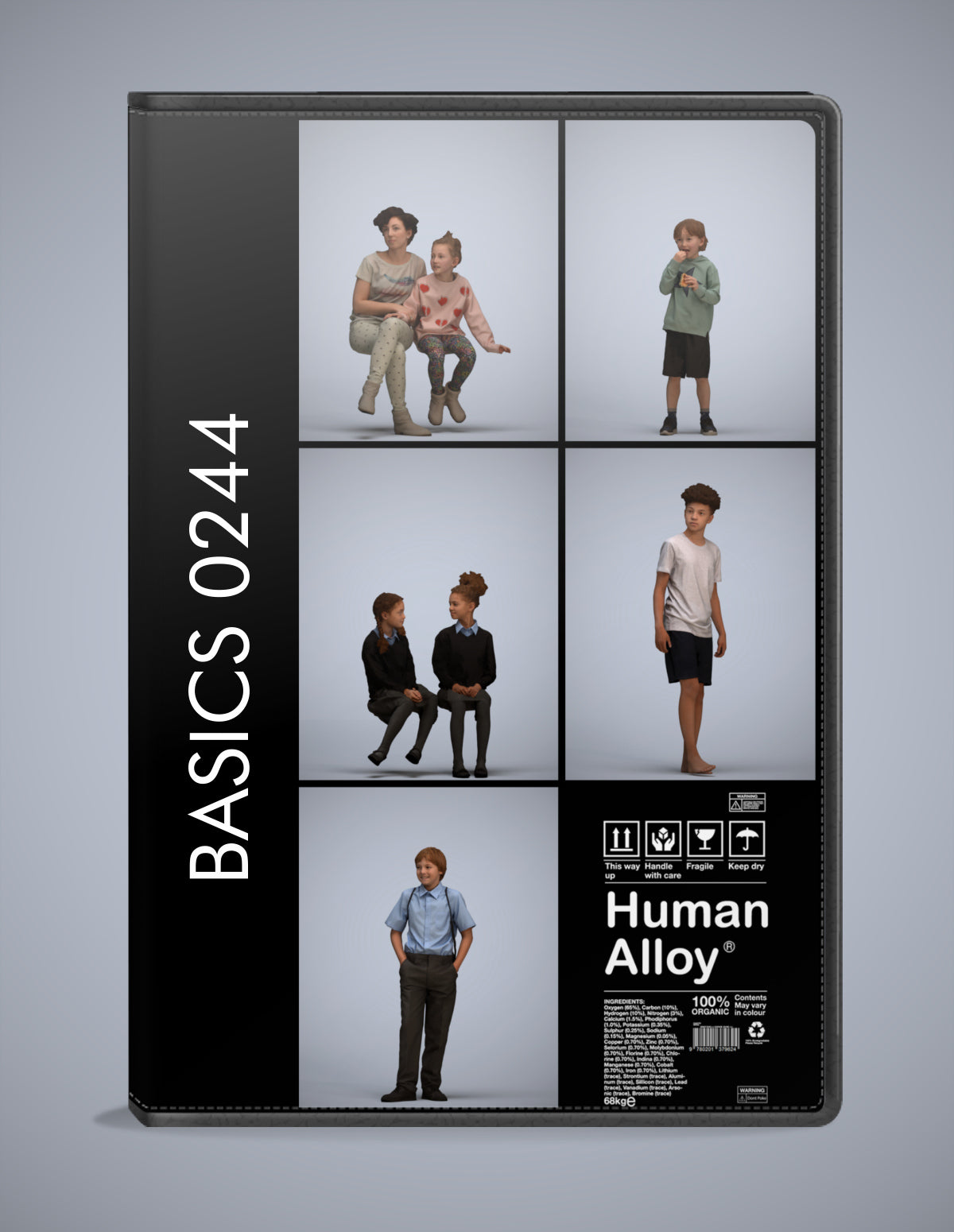 5x realistic 3D people kids pack, scanned archviz collection for Blender and 3ds Max