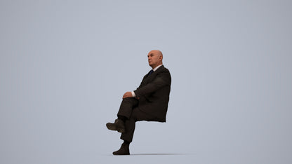 realistic 3D people senior man business, render-ready for V-Ray and Corona, FBX OBJ, top-down view render