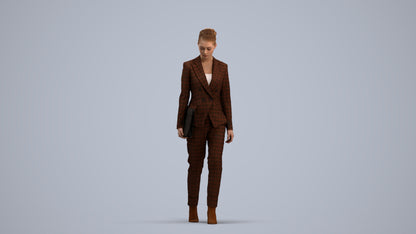 realistic 3D woman business walking, scanned archviz people for Blender and 3ds Max, standing pose render