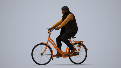 3D people model man casual cycling, scanned human for 3ds Max rendering, three-quarter view render