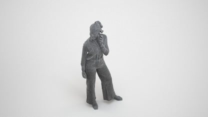 3D people model woman casual standing, scanned human for 3ds Max rendering, wireframe three-quarter view