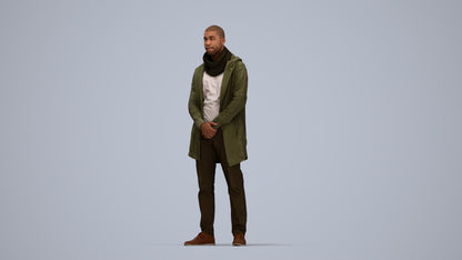 realistic 3D man casual standing, scanned archviz people for Blender and 3ds Max, top-down view render