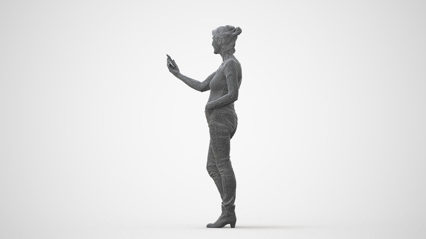 realistic 3D people senior woman casual standing, render-ready for V-Ray and Corona, FBX OBJ, square thumbnail