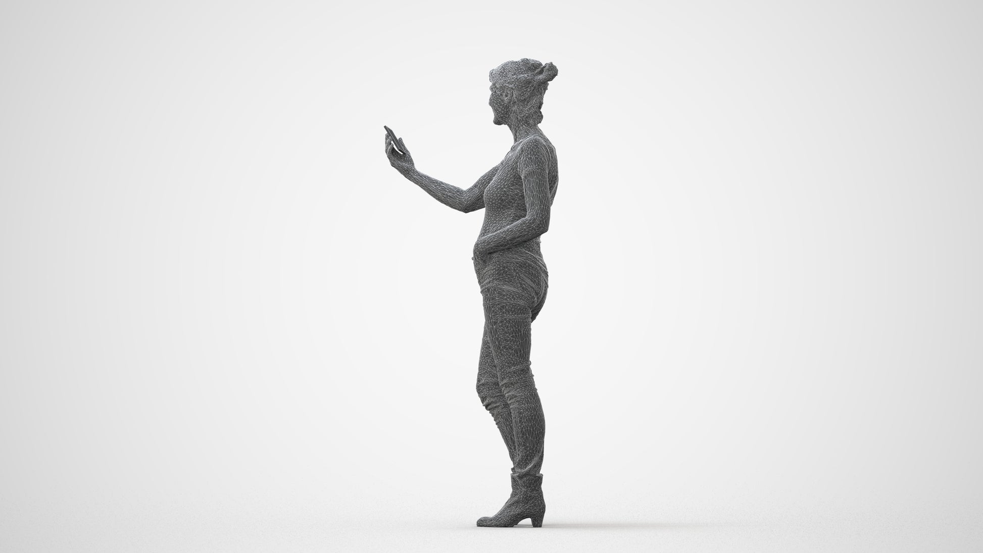 realistic 3D people senior woman casual standing, render-ready for V-Ray and Corona, FBX OBJ, square thumbnail