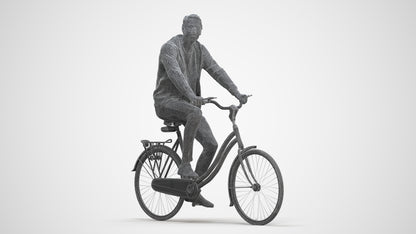 photogrammetry 3D man casual cycling, realistic human model archviz FBX, three-quarter front view render