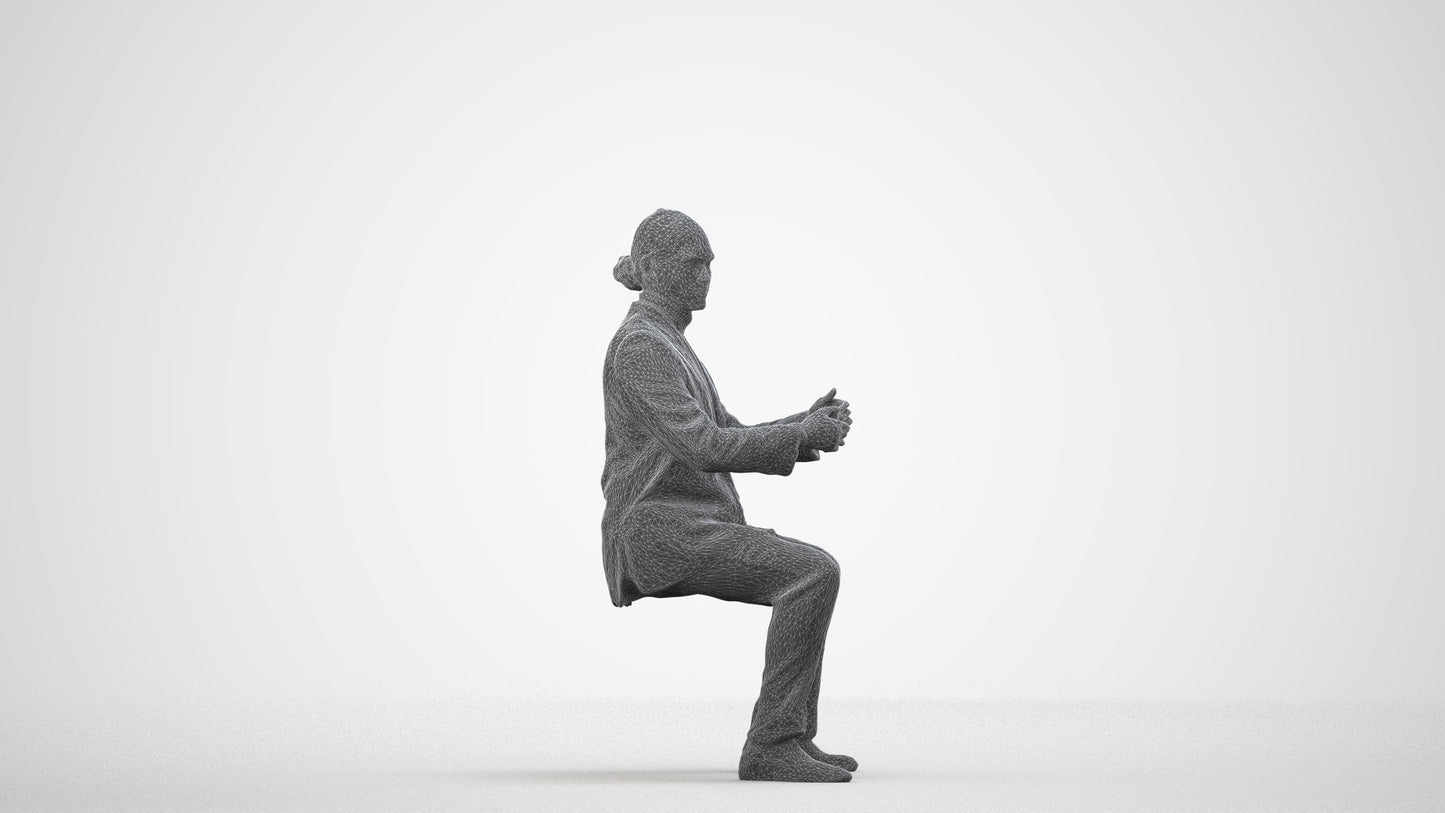 realistic 3D man business, scanned archviz people for Blender and 3ds Max, wireframe side view