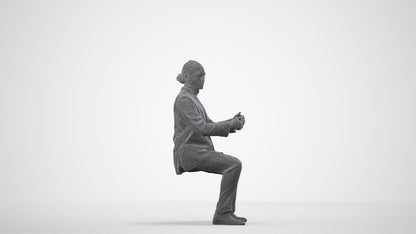 realistic 3D man business, scanned archviz people for Blender and 3ds Max, wireframe side view