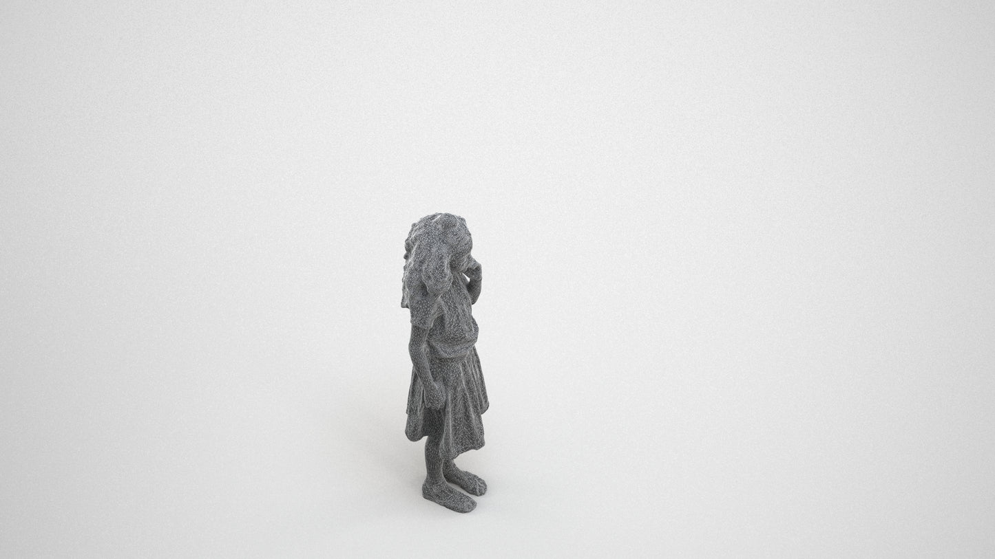 realistic 3D people girl casual kids, render-ready for V-Ray and Corona, FBX OBJ, wireframe three-quarter view