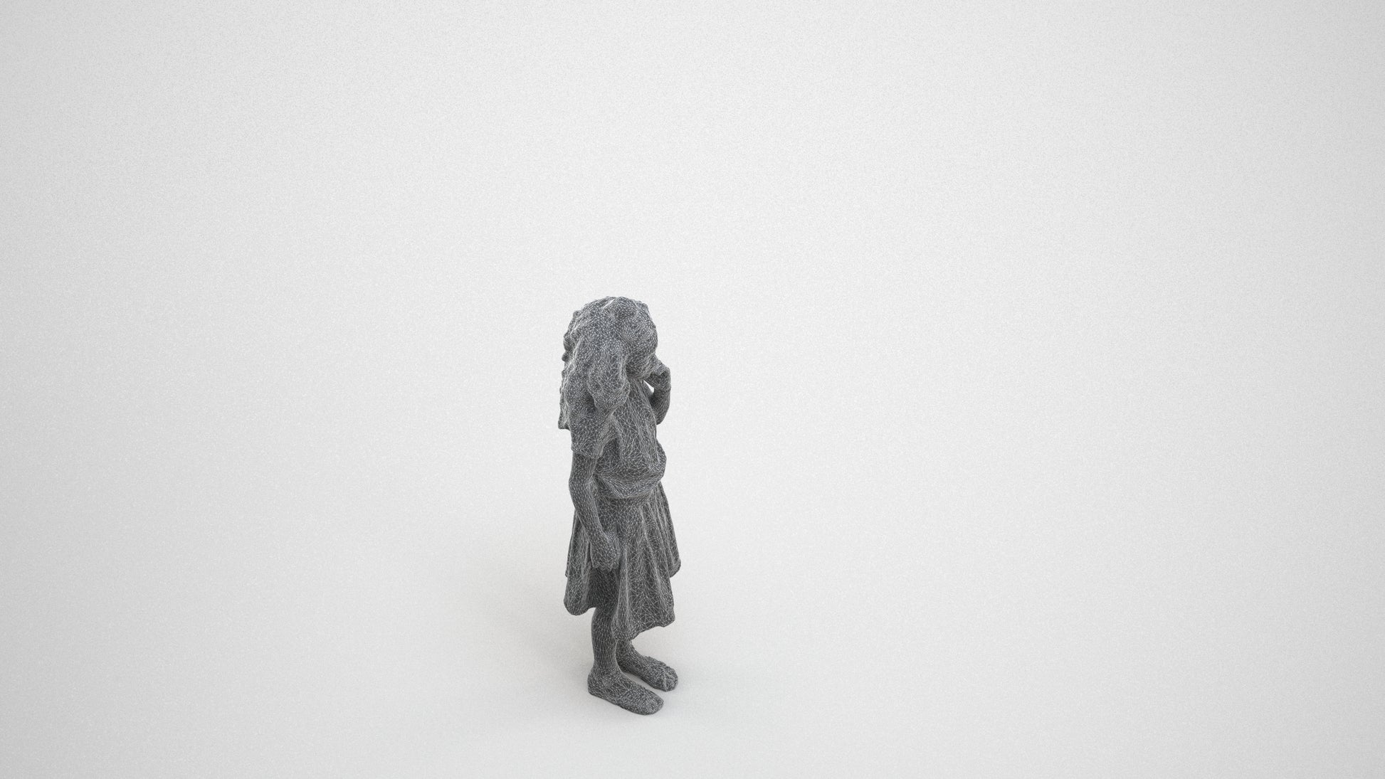 realistic 3D people girl casual kids, render-ready for V-Ray and Corona, FBX OBJ, wireframe three-quarter view
