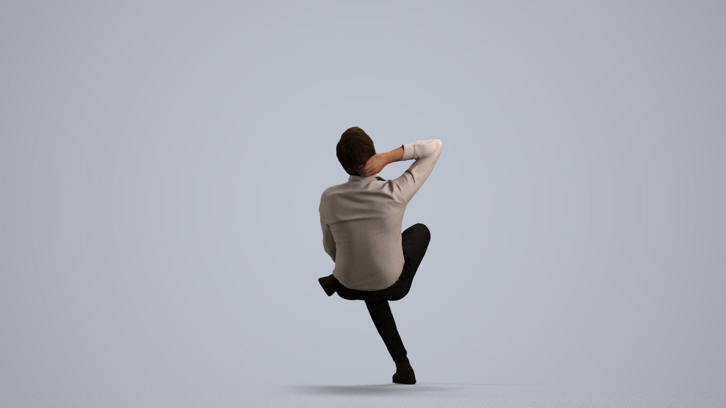 realistic 3D human man business, archviz people FBX OBJ for Blender, front view render