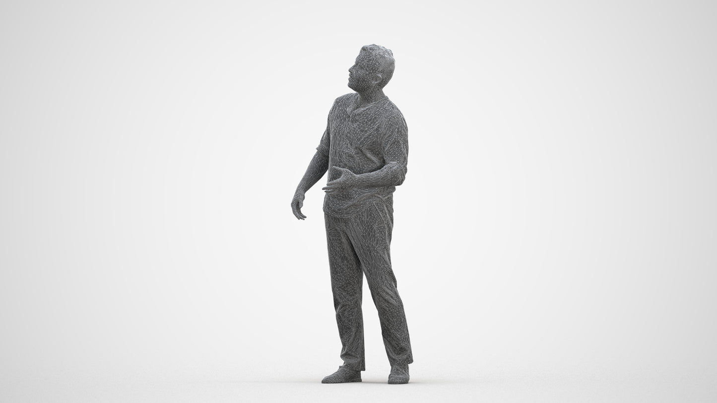 realistic 3D man casual standing, scanned archviz people for Blender and 3ds Max, three-quarter front view render