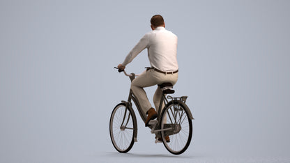 realistic 3D people man casual cycling, render-ready for V-Ray and Corona, FBX OBJ, front view render