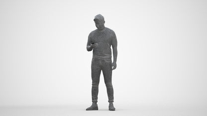 photogrammetry 3D man casual standing, realistic human model archviz FBX, three-quarter front view render